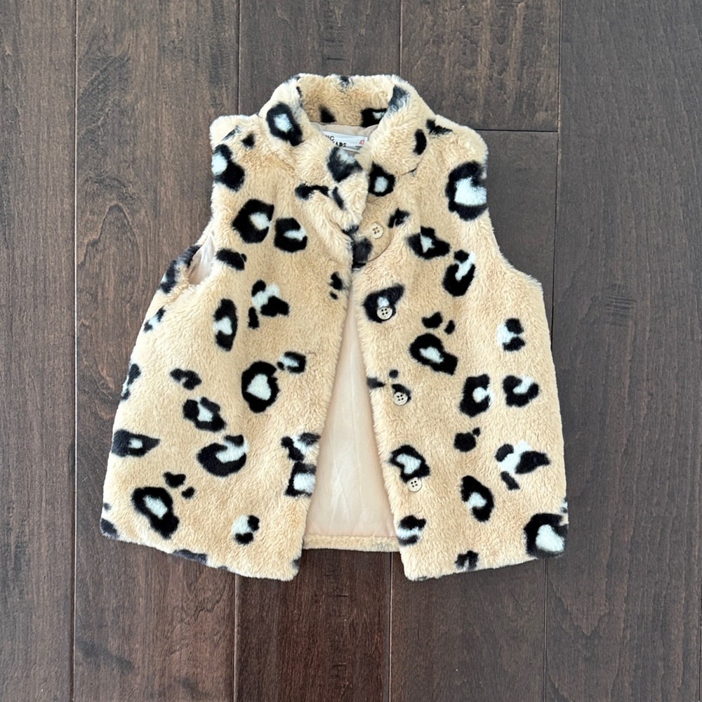 Epic Threads Toddler Girls Tan and Black Leopard Print Faux Fur Vest